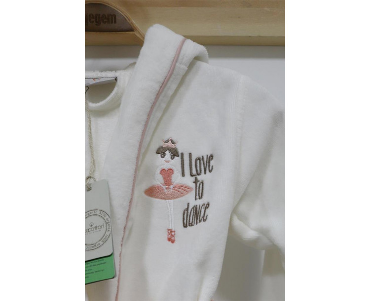 EcoCotton Balerin 3 - 4 Yaş Çocuk Bornoz KREM