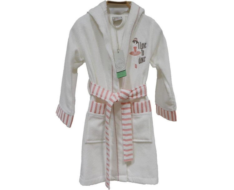 EcoCotton Balerin 7 - 8 Yaş Çocuk Bornoz KREM