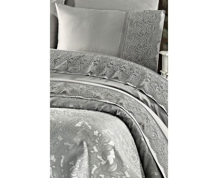 Nazik Blenda Nevresim ve Pike Seti GRİ