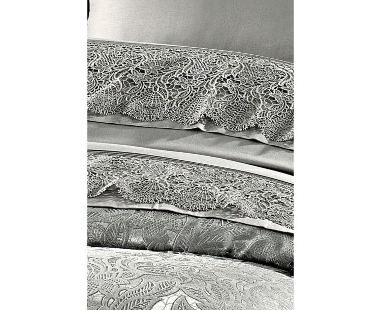 Nazik Blenda Nevresim ve Pike Seti GRİ