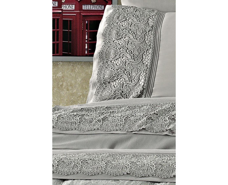 Nazik Blenda Nevresim ve Pike Seti GRİ