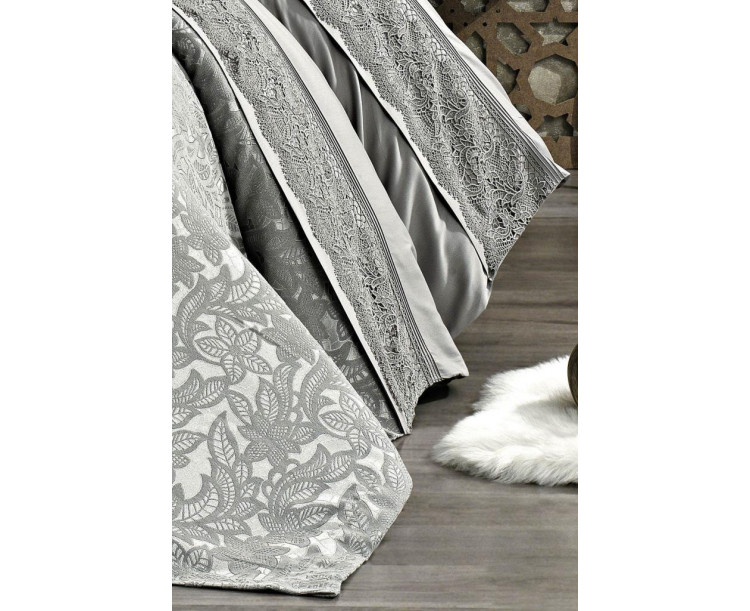 Nazik Blenda Nevresim ve Pike Seti GRİ