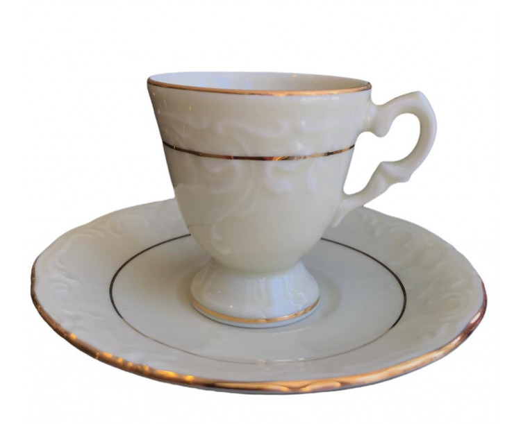 King Çekoslavak El Yapımı 6 Lı Türk Kahve Fincanı Mat Altın