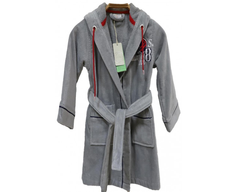 EcoCotton Sports Time 3 - 4 Yaş Çocuk Bornoz GRİ