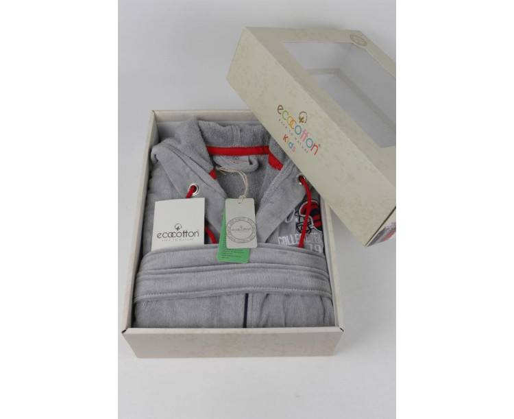 EcoCotton Sports Time 3 - 4 Yaş Çocuk Bornoz GRİ