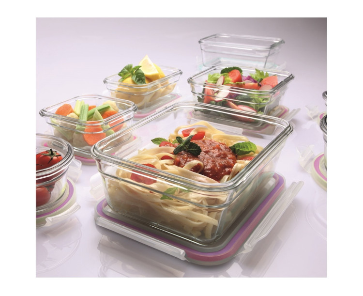 GLASSLOCK DİKDÖRTGEN MİNİ CAM SAKLAMA KABI 150ML D-MCRB015