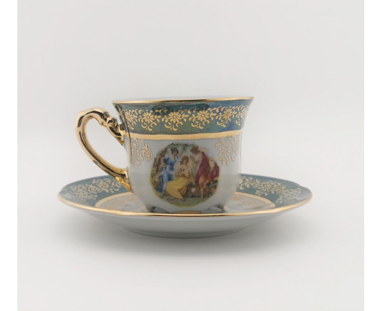 King Çekoslavak El Yapımı Markizli Kahve Fincan Takımı 6 Lı