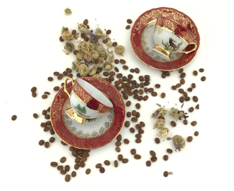 King El Yapımı Çekoslavak Zvırata Bordo Kahve Fincan Takımı 6'Lı