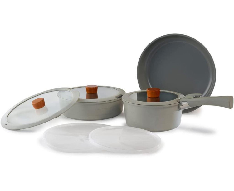 Neoflam Midas Orta Boy Çıkarılabilir Kulp Gri 9 Parça Tencere Seti D-NEOMDS9I-07
