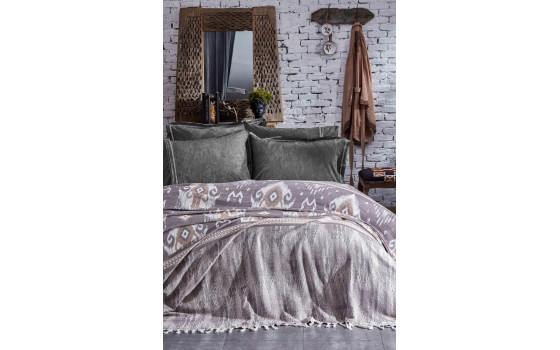 EcoCotton Evin Çift Kişilik Pike KAHVERENGİ