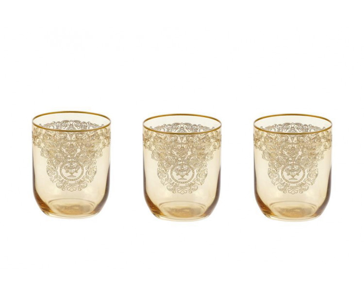 Bohemia Queen Meşrubat Bardak Amber Mat Altın 6 'Lı 