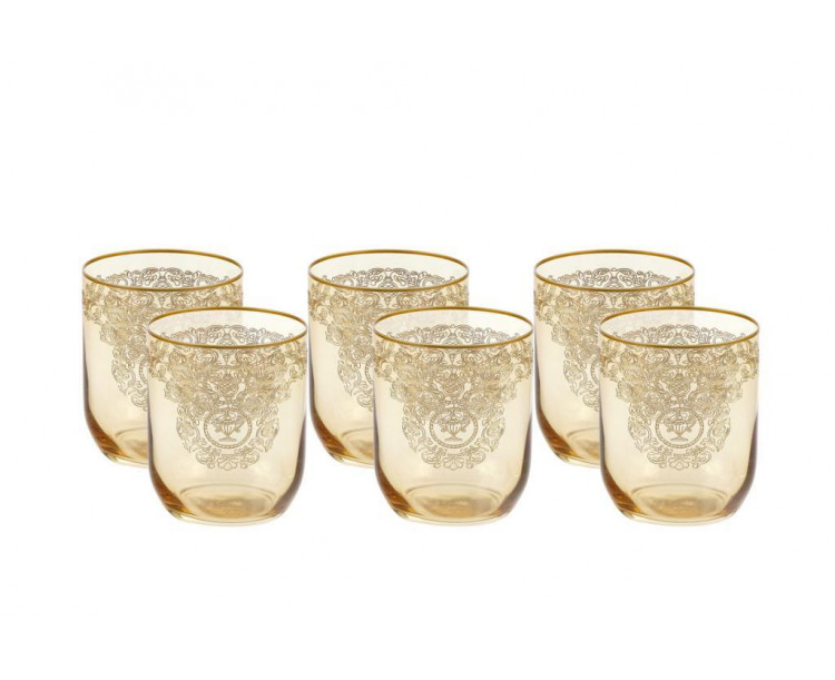 Bohemia Queen Meşrubat Bardak Amber Mat Altın 6 'Lı 