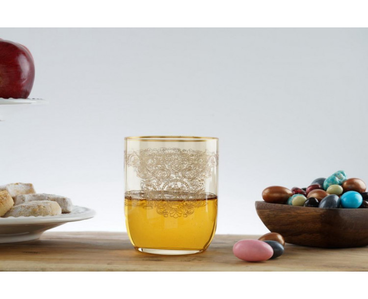 Bohemia Queen Meşrubat Bardak Amber Mat Altın 6 'Lı 
