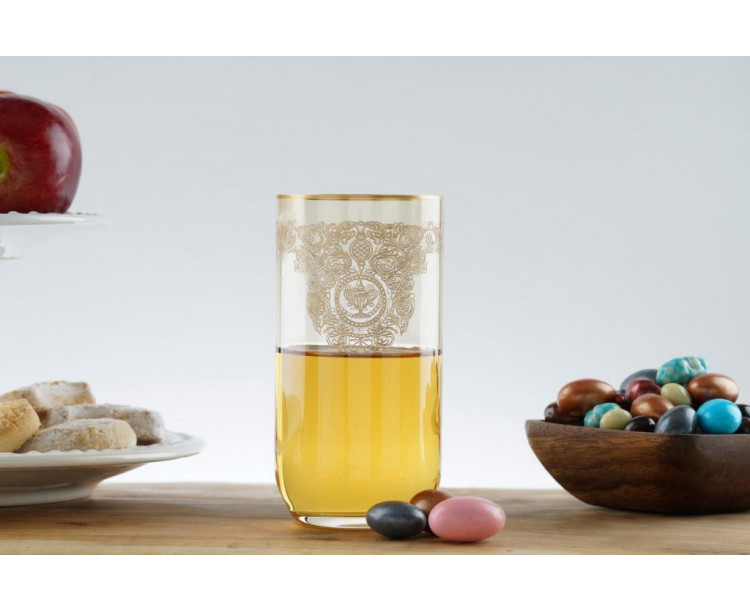 Bohemia Queen Meşrubat Bardak Amber Mat Altın 6 'Lı 