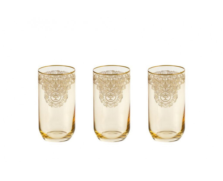 Bohemia Queen Meşrubat Bardak Amber Mat Altın 6 'Lı 