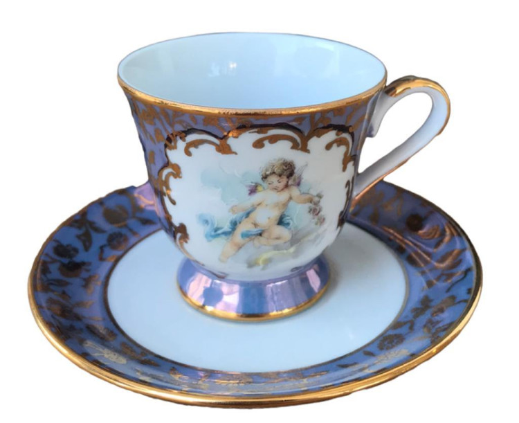 S.CLAIRY Cherıbs Desen İtalyan El Yapımı 6 Lı Kahve Fincan Takımı 150 Ml 