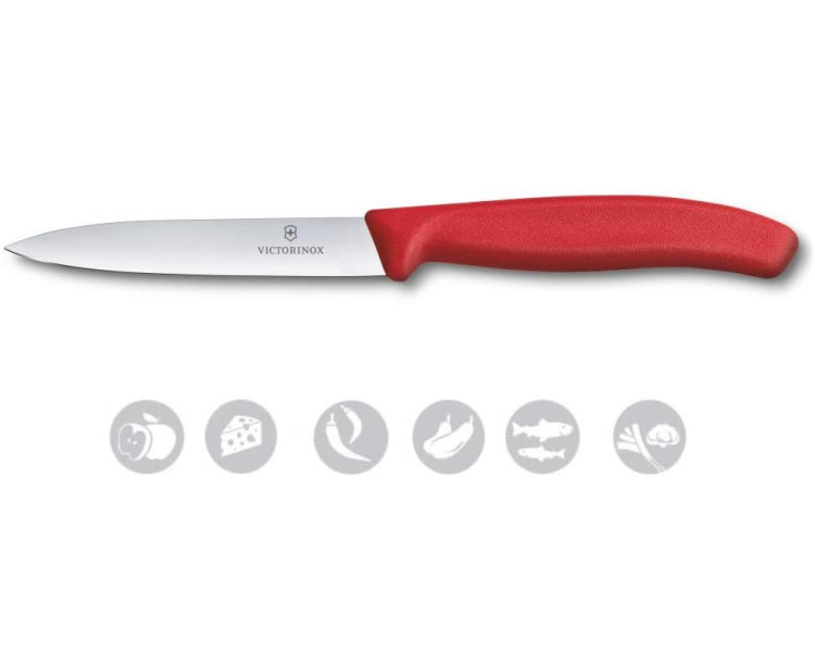 Victorinox 6.7701 10cm Soyma Bıçak Kırmızı Sivri