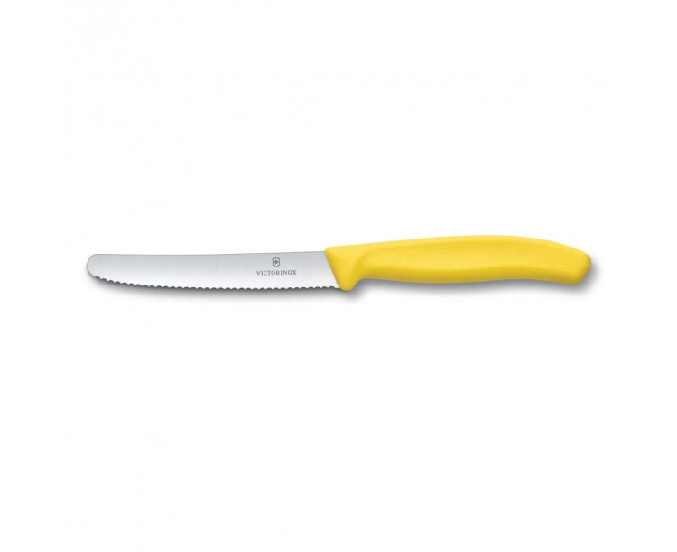 ​​​​​​​​​​​​​​​​​​​​​​​​​​​​​​Victorinox 11cm Tırtıklı Domates - Sosis Bıçağı SARI 6.7836.L118