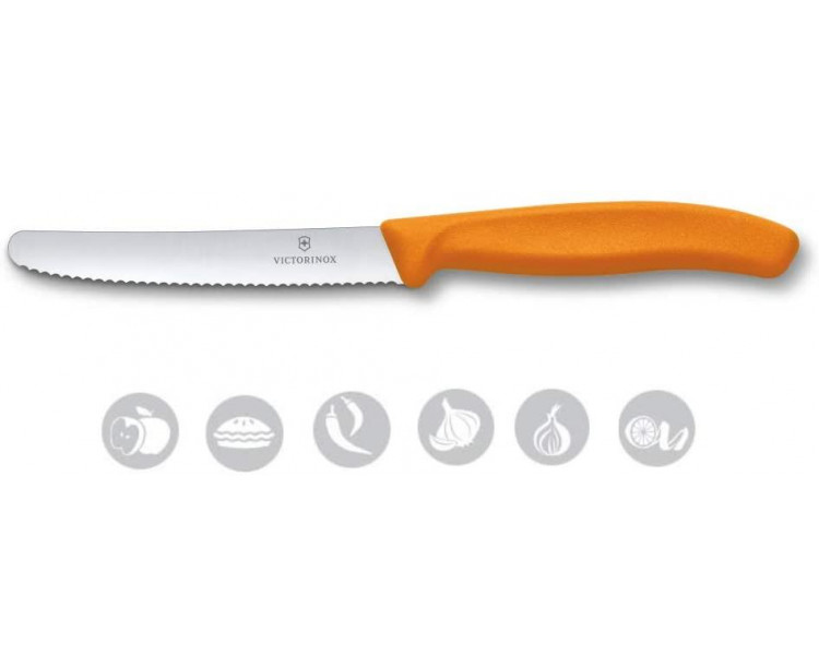 ​​​​​​​​​​​​​​​​​​​​​​​​​​​​​​Victorinox 11cm Tırtıklı Domates - Sosis Bıçağı TURUNCU 6.7836.L119
