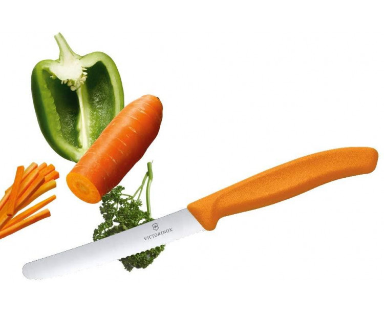 ​​​​​​​​​​​​​​​​​​​​​​​​​​​​​​Victorinox 11cm Tırtıklı Domates - Sosis Bıçağı TURUNCU 6.7836.L119